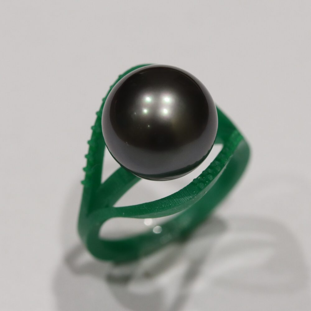 広島市安佐南区M様　プラチナ黒蝶パールリング　３Dプリンターで造形したサンプル