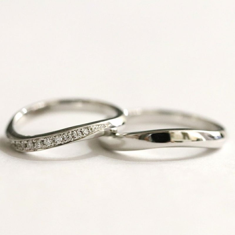 結婚指輪S字(ウェ－ブ)ラインｍｒｓ057ｐｔｓ056ｐｔペア
